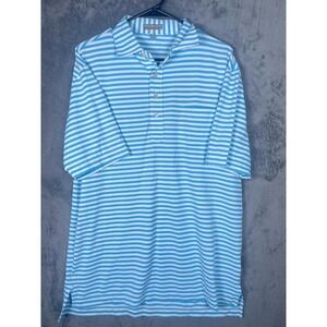 Peter Millar Summer Comfort Men's Pocket Polo Shirt Blue White Size Medium